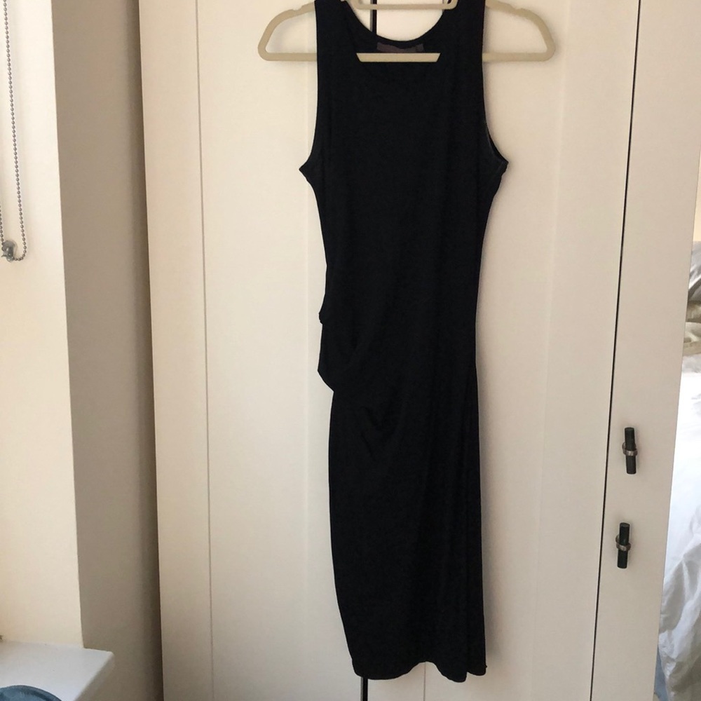 Ruched Black T-Shirt Dress